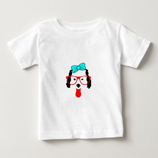 Camiseta Para Bebê Desenho Da Cabeça De Cachorro Engraçado (Frente)