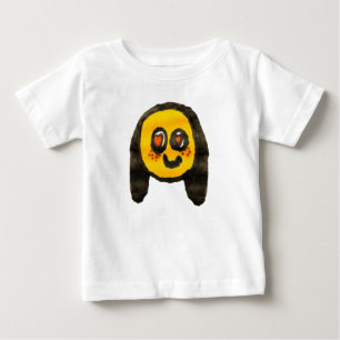 Camiseta Para Bebê Desenho da Garota Emoji com Rabiscos Alegres