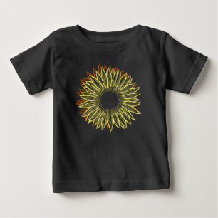 Camiseta Para Bebê Desenho Da Mão Luminosa Rústica Floral