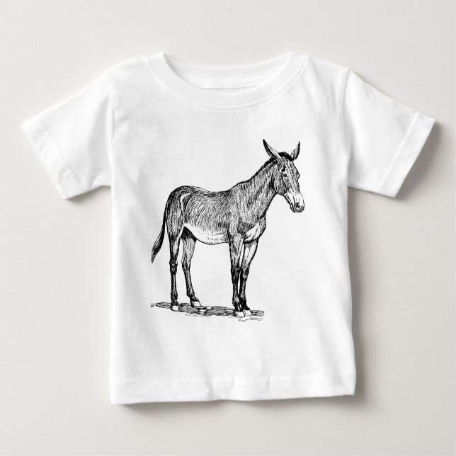 Camiseta Para Bebê Desenho da mula, teimoso (Frente)