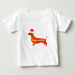 Camiseta Para Bebê Desenho dachshund aquarela, personalizado Baby T S
