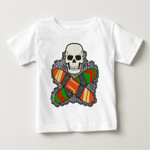 Camiseta Para Bebê Desenho de bandeira pirata Jolly Roger de crânio d