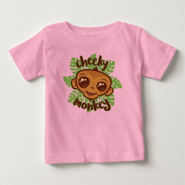 Camiseta Para Bebê Desenho De Cartoon De Macaco Cheiroso (Frente)