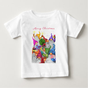 Camiseta Para Bebê Desenho de Cartoon do Festa Gnomo Feliz de Natal