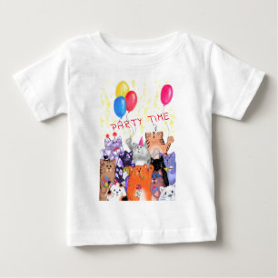 Camiseta Para Bebê Desenho de Cartoons Feliz para Festas de Gato - Ga
