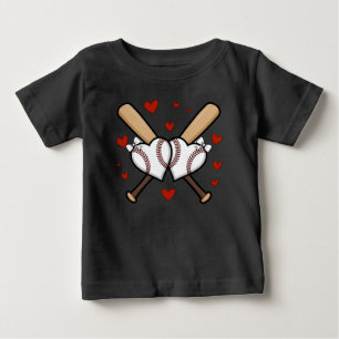 Camiseta Para Bebê Desenho de Coração de Beisebol com Tacos e Laços