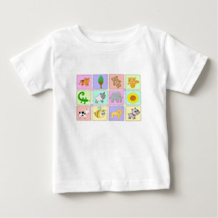 Camiseta Para Bebê Desenho de crianças fofas de abelha vaca elefante 