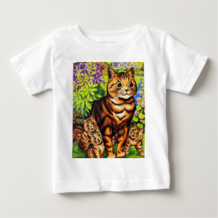 Camiseta Para Bebê Desenho de gato fofo e gatinhos por Louis Wain