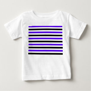Camiseta Para Bebê Desenho de listras azuis pretas e brancas