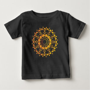 Camiseta Para Bebê Desenho de Mandala Única Dourada-95747