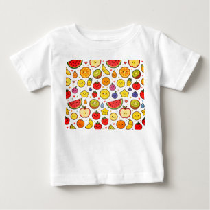 Camiseta Para Bebê desenho de padrão de frutas