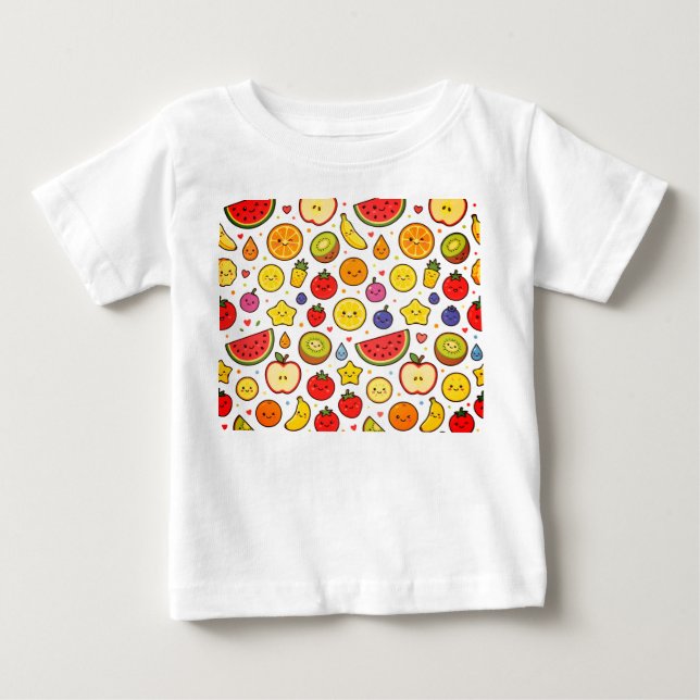 Camiseta Para Bebê desenho de padrão de frutas (Frente)