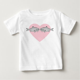 Camiseta Para Bebê Desenho de peixe-safra