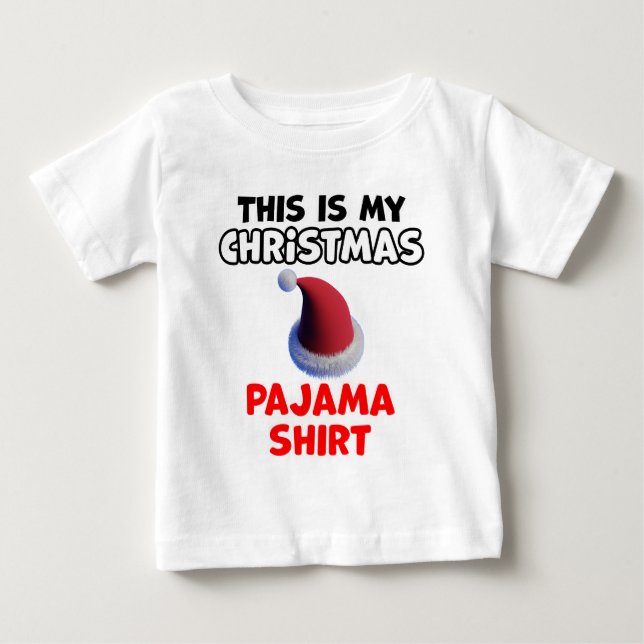 Camiseta Para Bebê Desenho de Pijama de Natal  (Frente)