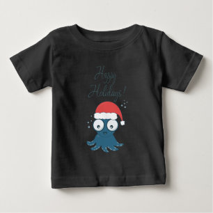 Camiseta Para Bebê desenho de polvo azul de desenho animado