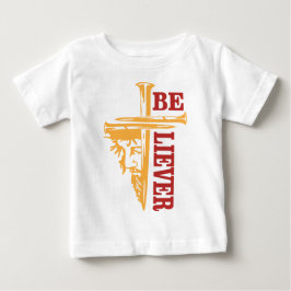 Camiseta Para Bebê Desenho de unha de cruz de Jesus – Cristão poderos