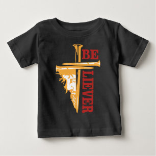 Camiseta Para Bebê Desenho de unha de cruz de Jesus – Cristão poderos