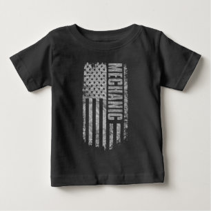 Camiseta Para Bebê Desenho desgastado da bandeira dos EUA para mecâni
