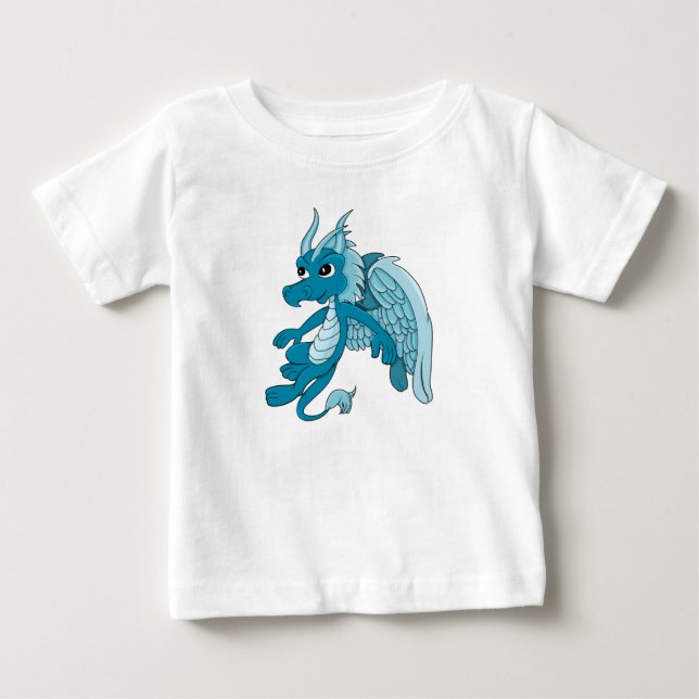 Camiseta Para Bebê Desenho do Dragão Azul (Frente)