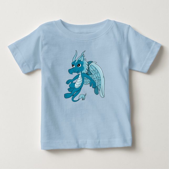Camiseta Para Bebê Desenho do Dragão Azul (Frente)