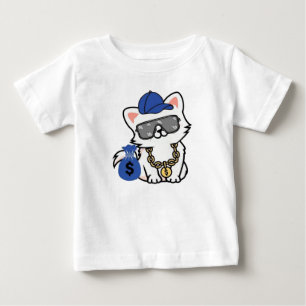 Camiseta Para Bebê Desenho do Gato de Dinheiro Legal
