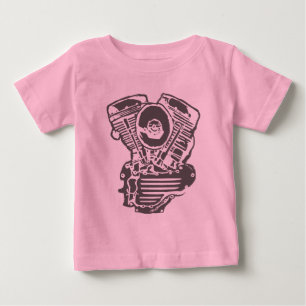 Camiseta Para Bebê Desenho do motor de Harley Panhead