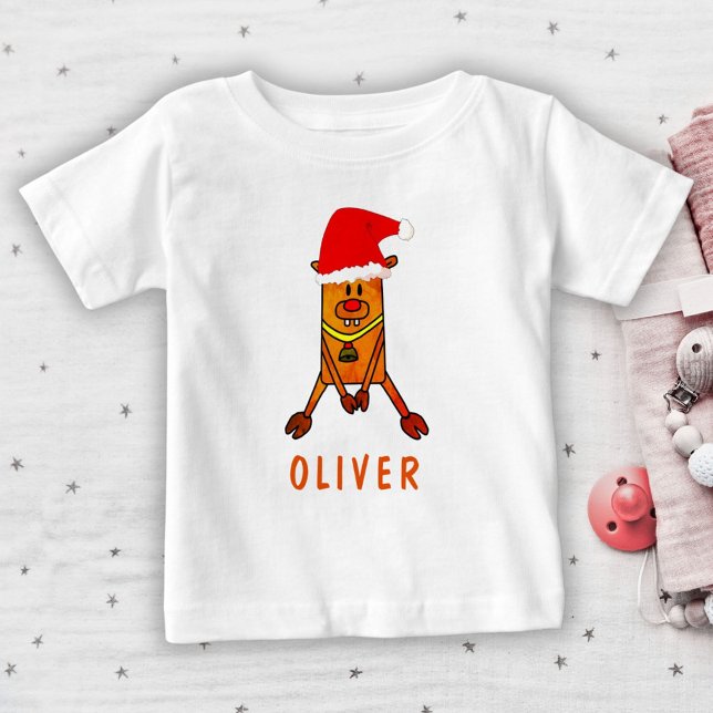 Camiseta Para Bebê Desenho do Nome de Veado Fofo com Chapéu de Papai  (Criador carregado)