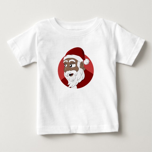 Camiseta Para Bebê Desenho do Papai Noel Negro (Frente)
