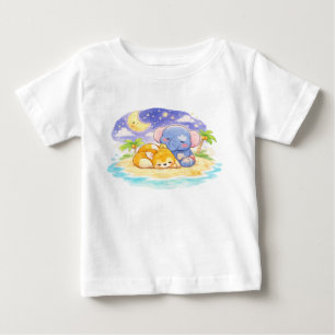 Camiseta Para Bebê Desenho em Pastel Macio de Personagens de Brinqued