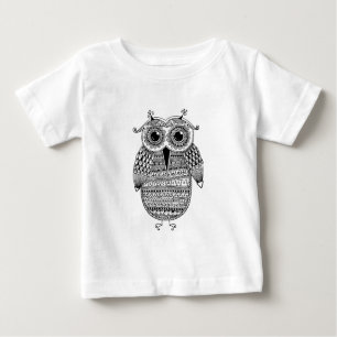 Camiseta Para Bebê Desenho étnico da tinta da coruja