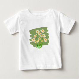 Camiseta Para Bebê Desenho Floral Rústico em Fundo Verde