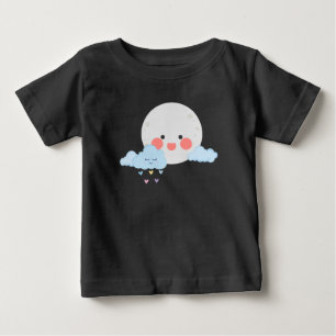 Camiseta Para Bebê Desenho fofo de lua e nuvem