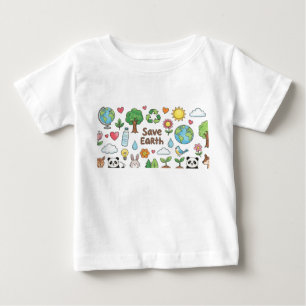 Camiseta Para Bebê Desenho infantil Salve a Terra lápis de cor crayon