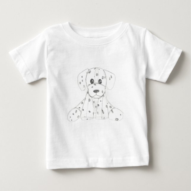 Camiseta Para Bebê desenho simples de cachorro dálmata preto e branco (Frente)