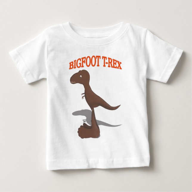 Camiseta Para Bebê Desenho T-Rex Bigfoot (Frente)