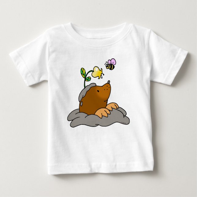 Camiseta Para Bebê desenhos animados bonitos da toupeira com uma (Frente)