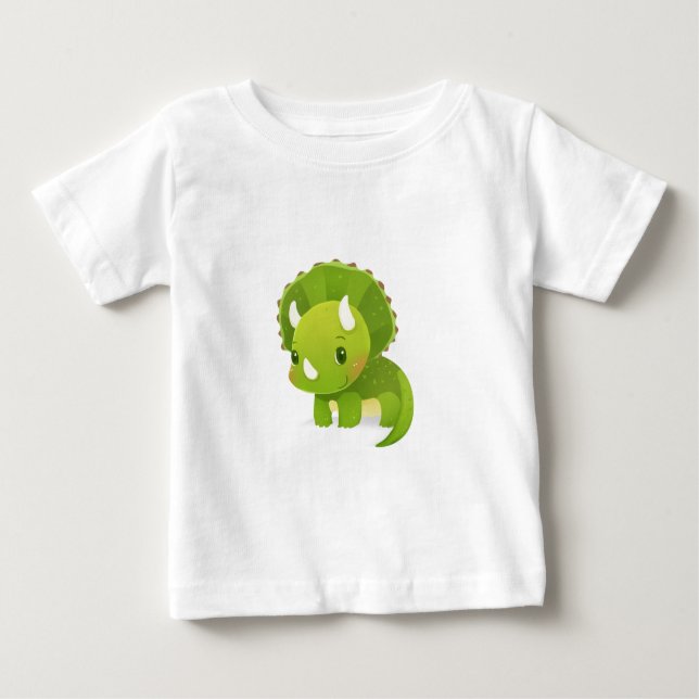 Camiseta Para Bebê desenhos animados bonitos do dinossauro do bebê (Frente)
