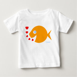 Camiseta Para Bebê Desenhos animados bonitos e beijos do peixe
