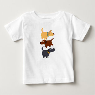 Camiseta Para Bebê Desenhos animados bonitos Labradors no t-shirt do