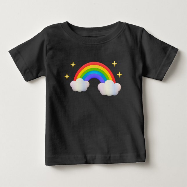 Camiseta Para Bebê Desenhos animados brilhantes do arco-íris (Frente)
