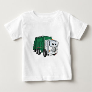 Camiseta Para Bebê Desenhos animados de sorriso brancos verdes do
