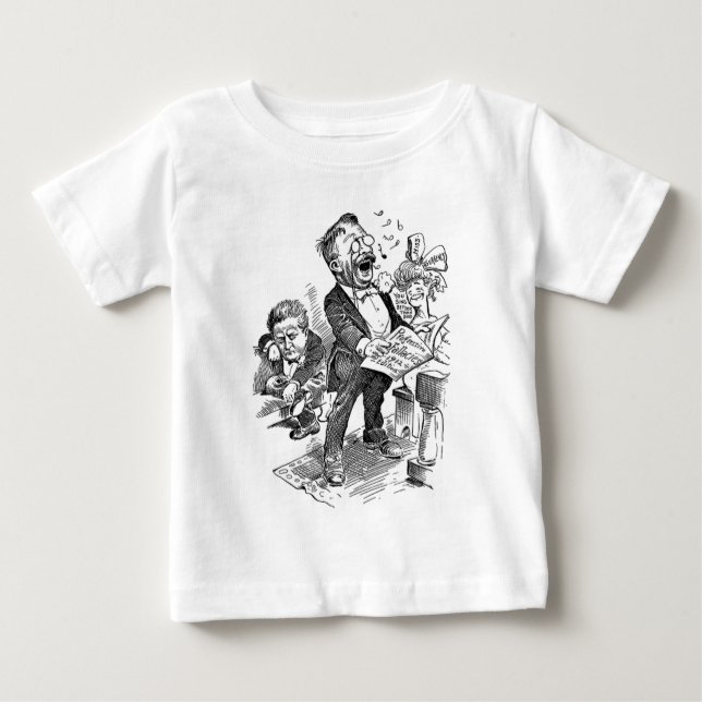 Camiseta Para Bebê Desenhos animados políticos de Theodore Roosevelt (Frente)