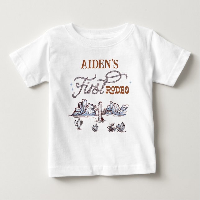 Camiseta Para Bebê Deserto Castanho Moderno Primeiro primeiro anivers (Frente)