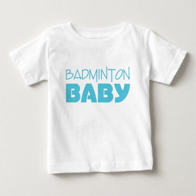 Camiseta Para Bebê Desgaste do bebê do Badminton (azul) (Frente)