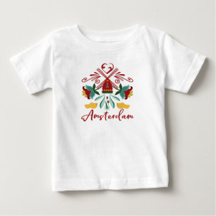 Camiseta Para Bebê Design abstrato de Amsterdão Países Baixos Holla