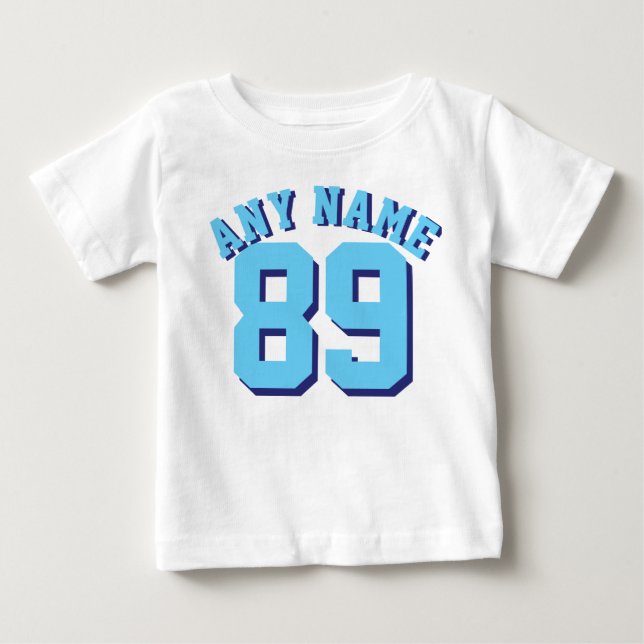 Camiseta Para Bebê Design azul & branco do jérsei dos esportes do (Frente)