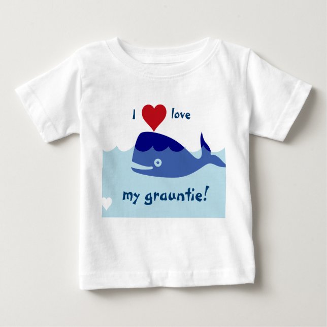 Camiseta Para Bebê Design da baleia com amor de I meu grauntie! (Frente)
