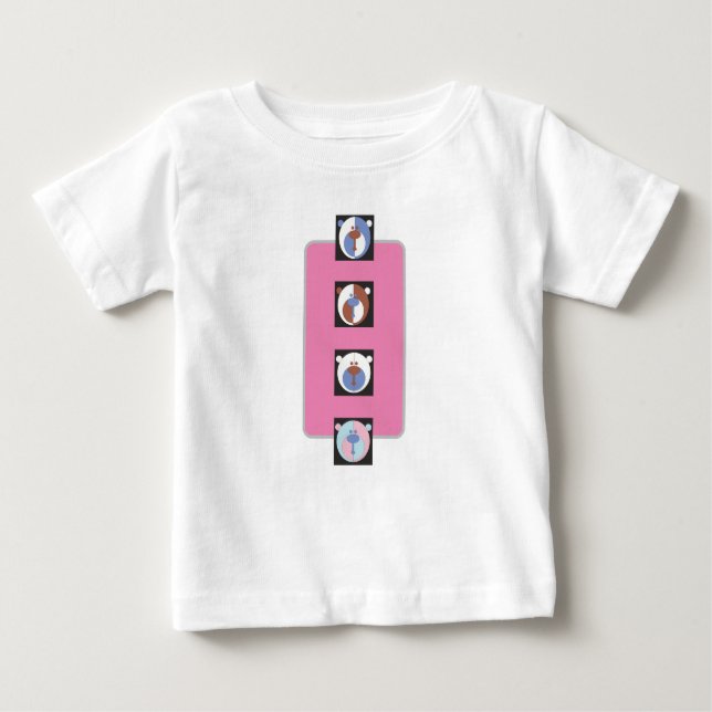 Camiseta Para Bebê design de 4 Ursos (Frente)