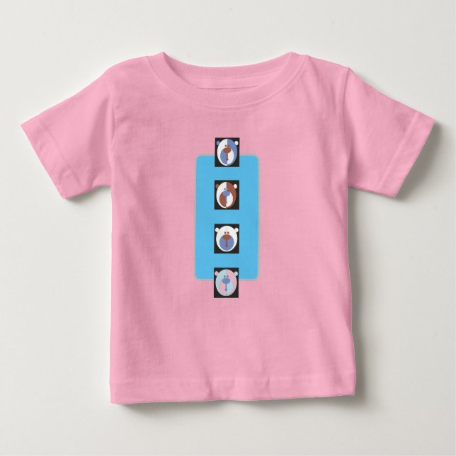 Camiseta Para Bebê design de 4 Ursos (Frente)