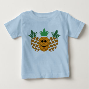 Camiseta Para Bebê Design de abacaxi Feliz - Camiseta de Bebê Fine Je
